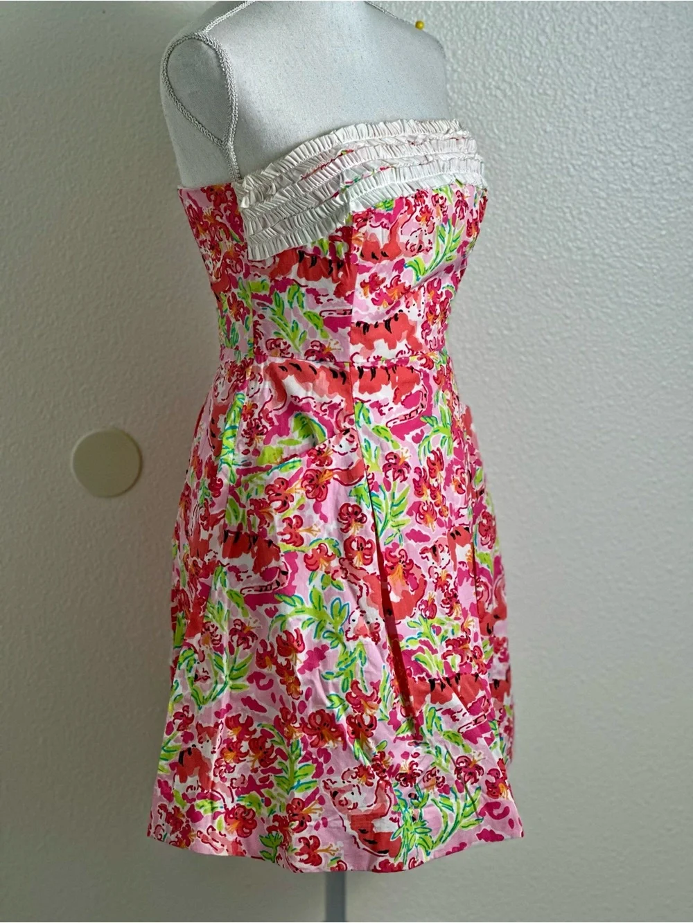 Lilly Pulitzer Ferra Strapless Mini Dress “call Me Kitty Cat” Print Size 2 - Picture 3 of 10